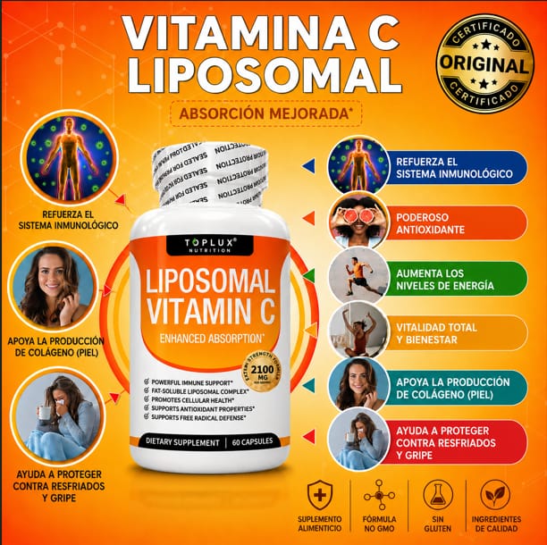 Vitamina C Liposomal Toplux Nutrition 2100 mg | Alta Absorción | Refuerzo Inmunológico | 60 Cápsulas